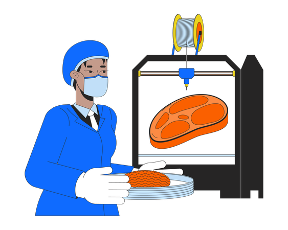 Carne impresa en 3D  Ilustración