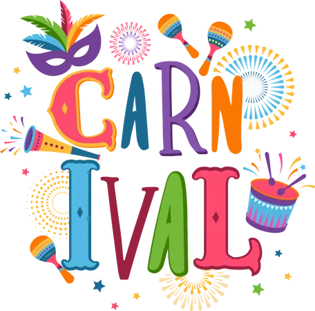 Brazilian Carnival Music Festival Masquerade Flyer Template Vector Design Illustration