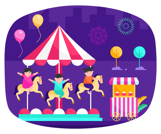 Carousel in carnival Illustration