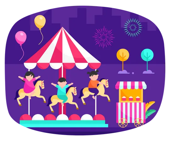 Carousel in carnival  Illustration