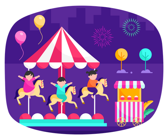 Carousel in carnival  Illustration