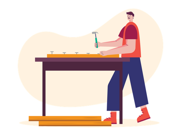 Carpenter at work  Illustration