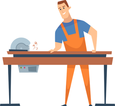 Carpenter cutting wood  Illustration