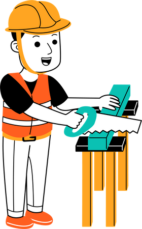 Carpenter cutting wood  Illustration