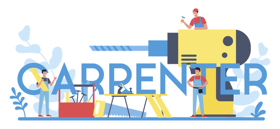 Carpenter doing job Illustration