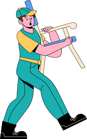 Carpenter holding Chair  Illustration