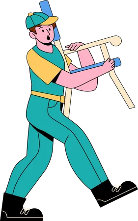 Carpenter holding Chair  Illustration