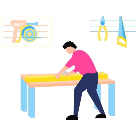 Carpenter is working at home  Illustration