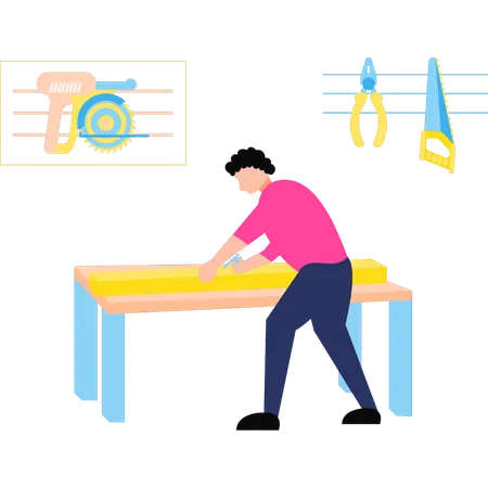 Carpenter is working at home  Illustration