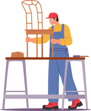 Carpenter Making Chair  Illustration