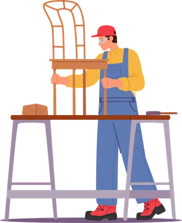 Carpenter Making Chair  Illustration