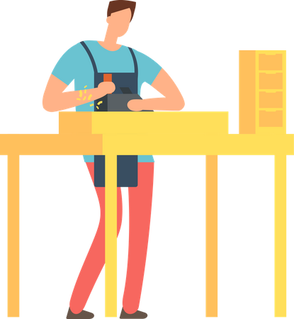 Carpenter making furniture  Illustration