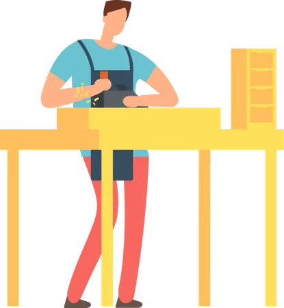 Carpenter making furniture  Illustration