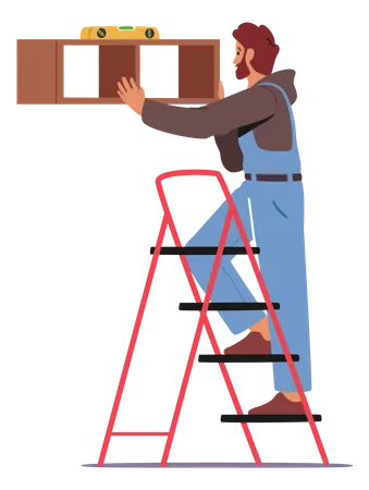 Carpenter measuring level using bubble level  Illustration