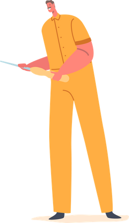 Carpenter Using Chisel Tool  Illustration