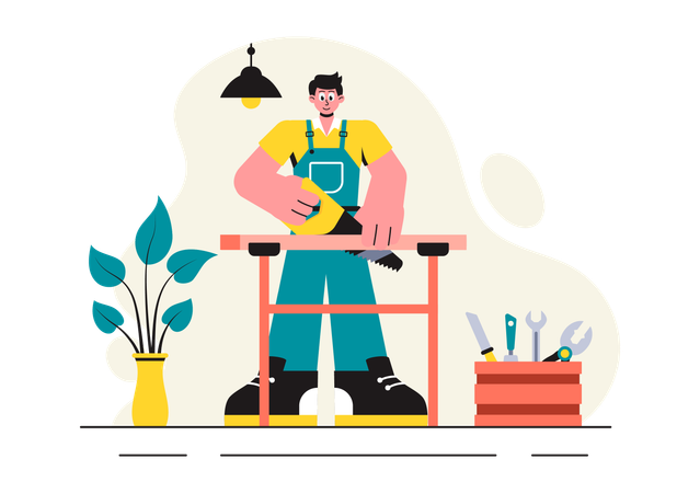 Carpenter with Woodworking Skills  Illustration