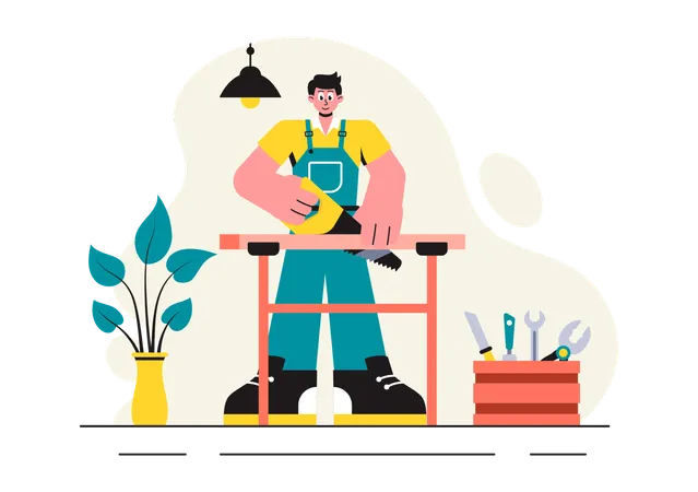 Carpenter with Woodworking Skills  Illustration