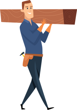 Carpenter workers holding wood  Illustration