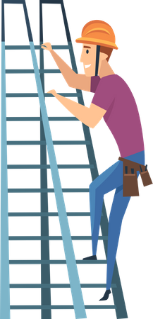 Carpenter workers on ladder  Illustration