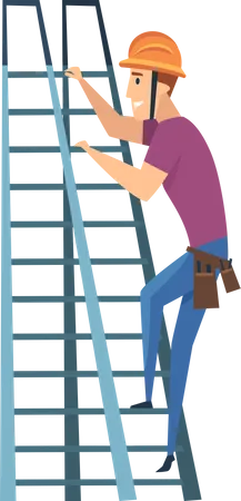 Carpenter workers on ladder  Illustration