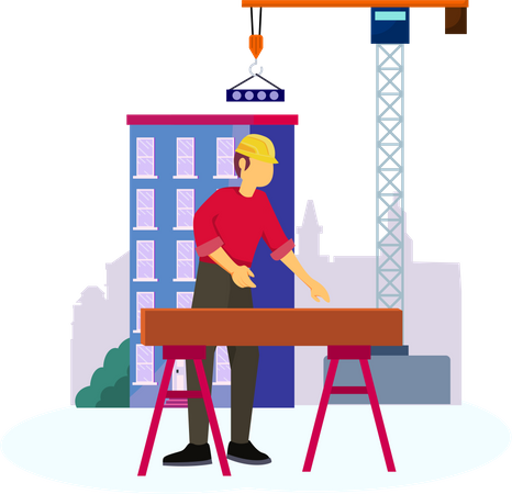 Carpenter working at real estate site  Illustration