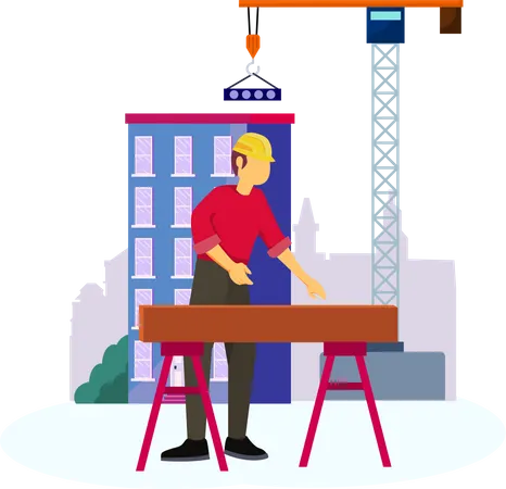 Carpenter working at real estate site  Illustration