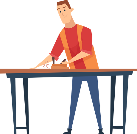 Carpenter working in workshop  Illustration