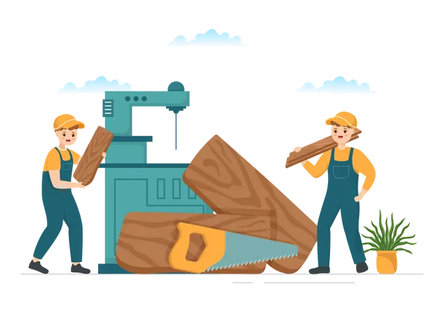 Carpenter working together  Illustration