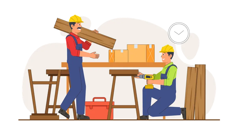 Carpenters working  Illustration