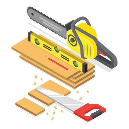 3 D Isometric Flat Vector Illustration Of Carpentry Woodwork And Furniture Making Item 2 Illustration