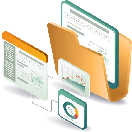 Carpeta de analista de datos y datos comerciales  Ilustración