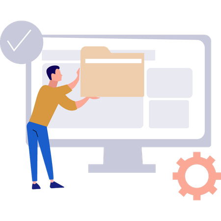 Carpeta de configuración de niño en el monitor  Ilustración