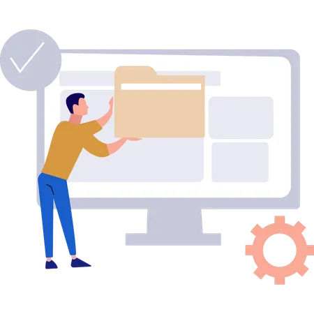 Carpeta de configuración de niño en el monitor  Ilustración