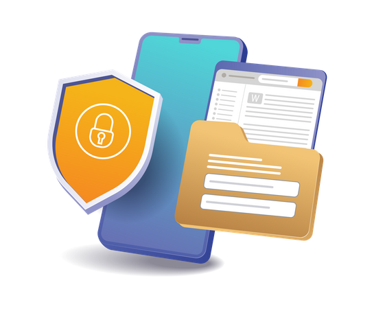 Seguridad de datos de carpetas de teléfonos inteligentes  Ilustración