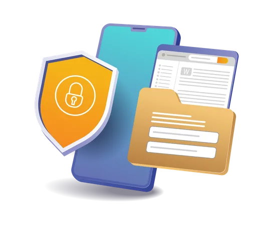 Seguridad de datos de carpetas de teléfonos inteligentes  Ilustración