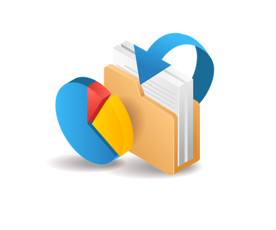 Carpetas del servidor de datos de gráficos circulares  Ilustración