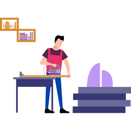 Carpinteiro fazendo seu trabalho  Illustration