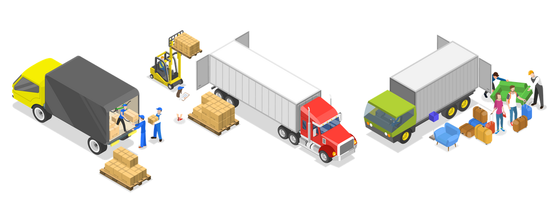 Carregamento de caminhão  Ilustração