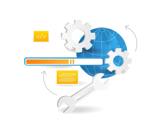 Otimização de SEO do mecanismo de pesquisa de carregamento do computador  Ilustração