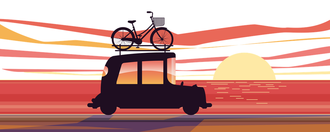 Carregam bicicleta em seus carros  Ilustração