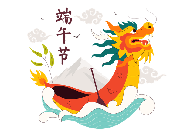 Carrera de botes dragón  Ilustración