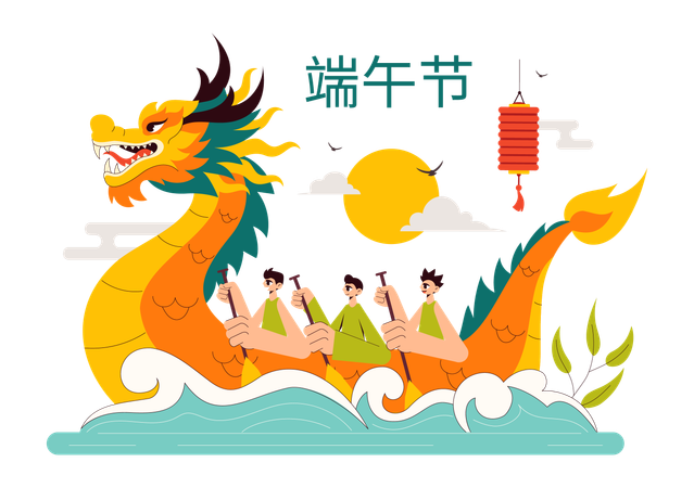 Carrera de botes dragón  Ilustración