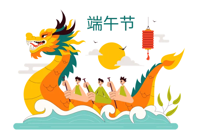 Carrera de botes dragón  Ilustración