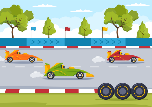 Carrera de autos de formula  Ilustración