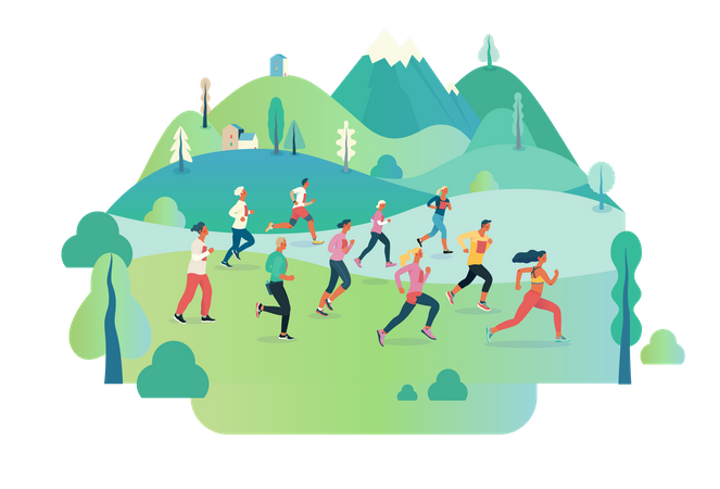 Carrera de maratón  Ilustración