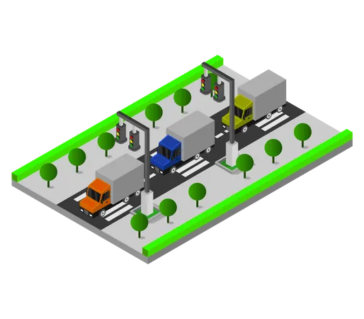 Carril para camiones en la autopista  Ilustración