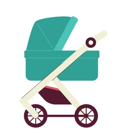 Carrinho de bebê sobre rodas  Ilustração