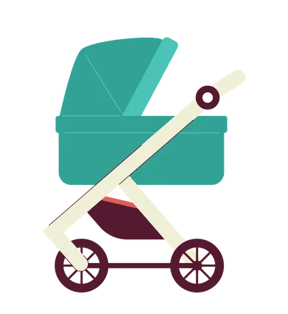 Carrinho de bebê sobre rodas  Ilustração