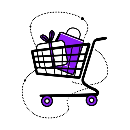 Carrito de compras de regalos  Ilustración