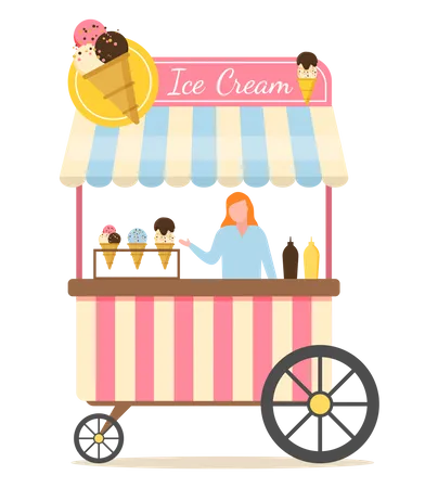 Carrito de helados  Ilustración